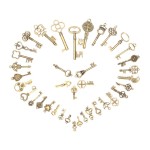 Set de 125 chei antichizate, din metal, culoare bronz